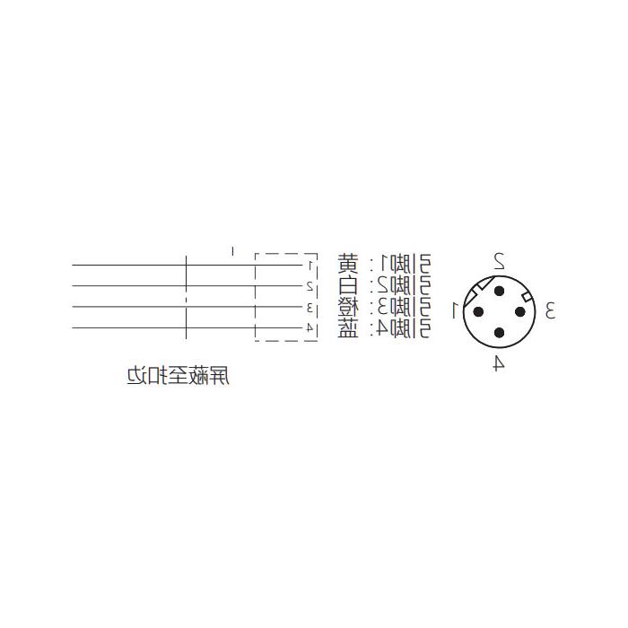 M12 4-PIN D-coded, male 90°, single-end pre-cast PVC non-flexible cable, shielded, yellow sheathing, 0C4538-XXX